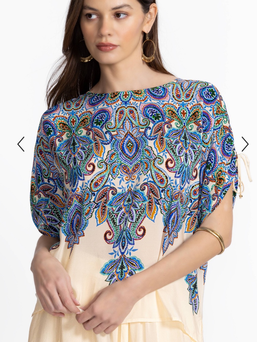 Johnny Was - ruched sleeve blouse - ruta Size M